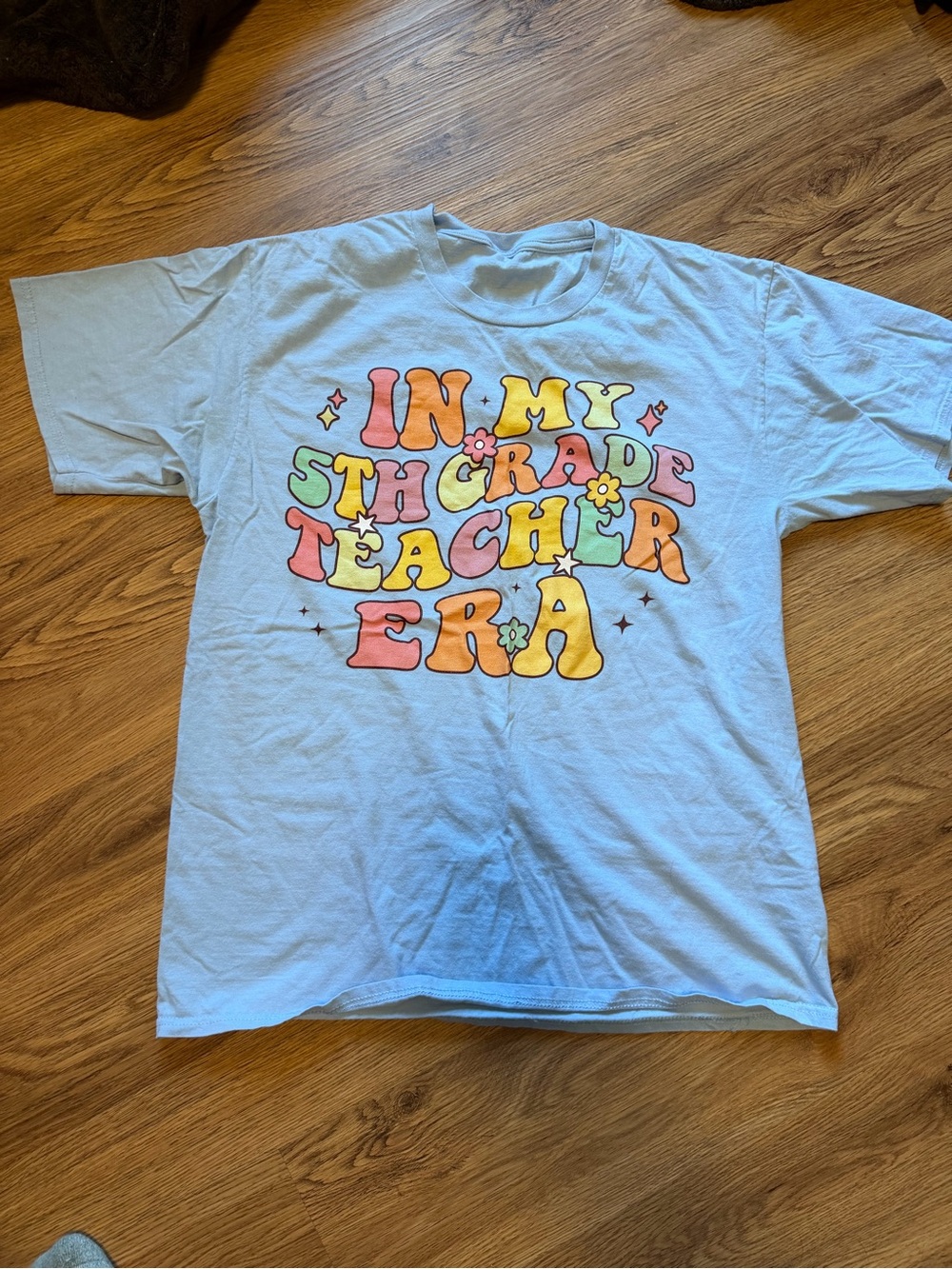 Light Blue Graphic Tee - "In My 5th Grade Teacher Era"